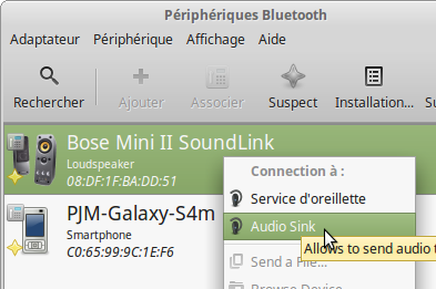 Appairage Bluetooth Mint Linux