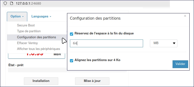 Ventoy avec Partition FAT32 de 64Mo pour Post-Install 2sur3